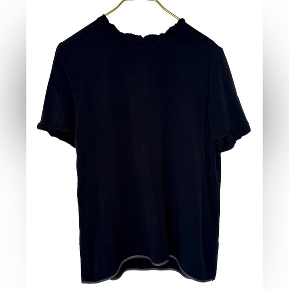 kate spade Tops - Kate Spade Black Ruffle Hem Lightweight Short Sleeve Blouse Top Women’s Size 8